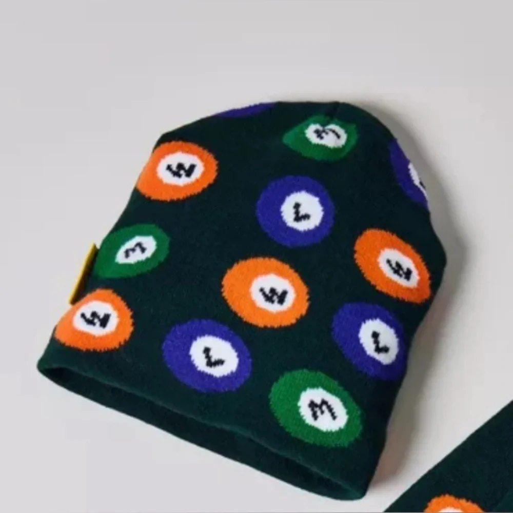 Urban Outfitters Wish Me Luck Billiard Pool Ball Knit Scarf and Beanie Set New